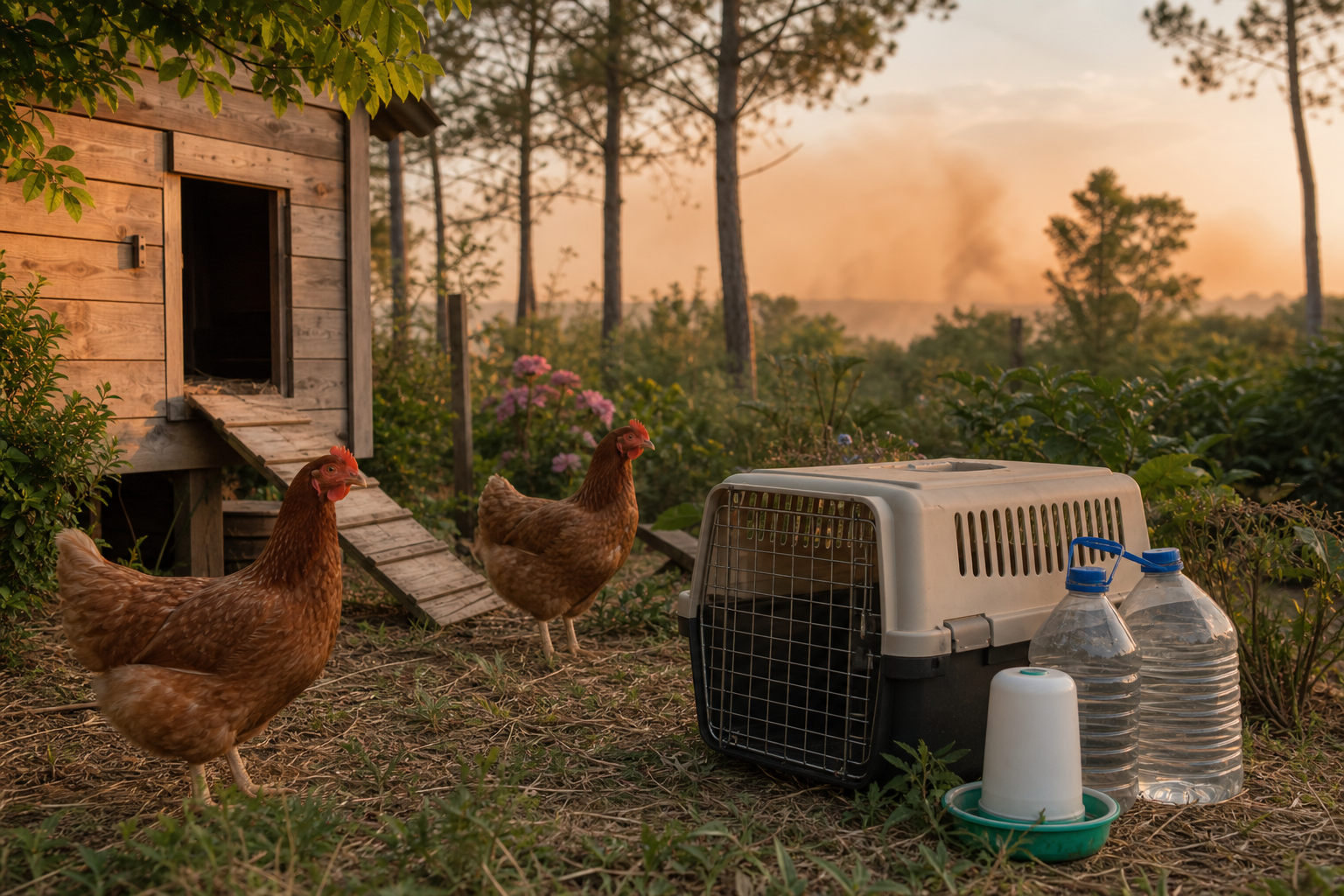Évacuer ses poules lors des incendies en Gironde